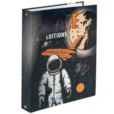 Тетрадь на кольцах А5 165х215 мм, 120 л., твердый картон, клетка, BRAUBERG, "SpaceX", 404081