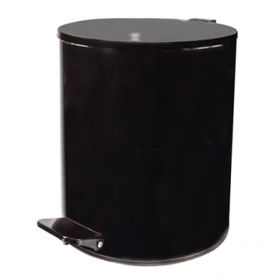 Ведро для мусора с педалью, УСИЛЕННОЕ, ТИТАН, 15 литров, черное, оцинкованная сталь