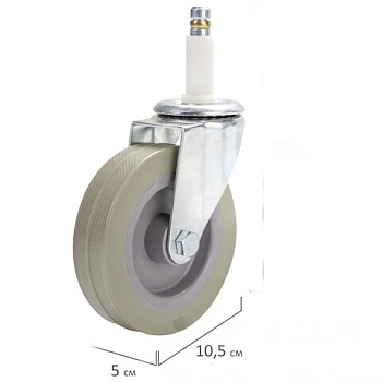 Колеса для уборочной тележки с штоком без резьбы, диаметр 99 мм, КОМПЛЕКТ 4 штуки, BRABIX, 605381