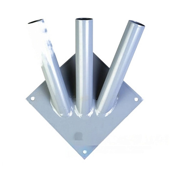 Кронштейн под флаги на три древка, квадратное основание, три точки крепления, металл