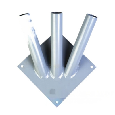 Кронштейн под флаги на три древка, квадратное основание, три точки крепления, металл