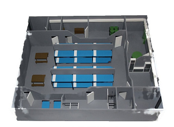 Макет встроенного убежища в разрезе