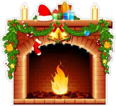 Резной стенд "Новогодний камин", 0,7х0,64 м