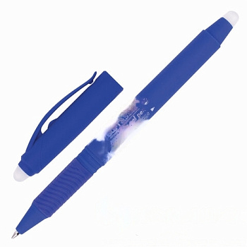 Ручка стираемая гелевая с грипом BRAUBERG "SOFT&SILK", СИНЯЯ, узел 0,7 мм, линия письма 0,5 мм, 143253