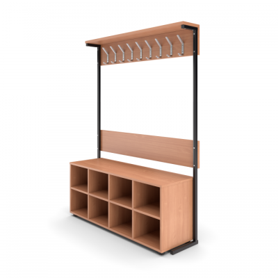 Вешалка напольная односторонняя с тумбой для обуви