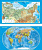 Стенд в кабинет географии Карта мира и РФ (двусторонний), 1400х800 мм