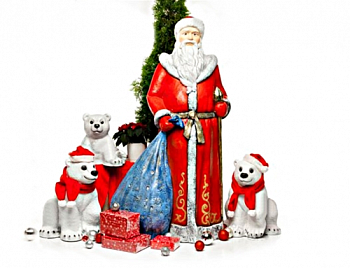 Набор новогодних фигур Дед Мороз с мишками, стеклопластик (4 шт.)