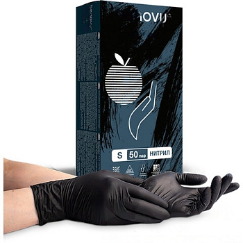 Перчатки нитриловые смотровые КОМПЛЕКТ 50 пар (100 шт.), размер S (малый), черные, BENOVY Nitrile MultiColor
