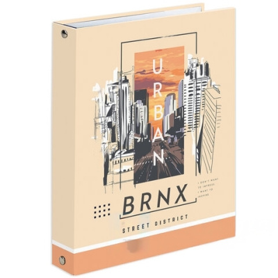 Тетрадь на кольцах А5 165х215 мм, 120 л., твердый картон, клетка, BRAUBERG, "Urban", 404078