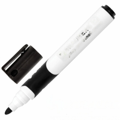 Маркер стираемый для белой доски ЧЕРНЫЙ, BRAUBERG "SOFT", 5 мм, резиновая вставка, 151248