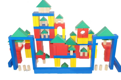 Настольный конструктор из дерева Строитель (150 элементов, краска)