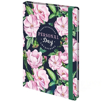 Ежедневник недатированный с резинкой, МАЛЫЙ ФОРМАТ А6 (109х148 мм), BRAUBERG, 128 л., "Розы", 114572