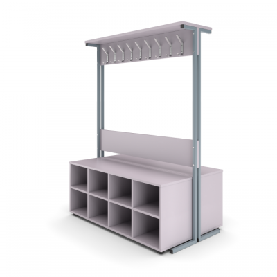 Вешалка напольная двухсторонняя с тумбой для обуви