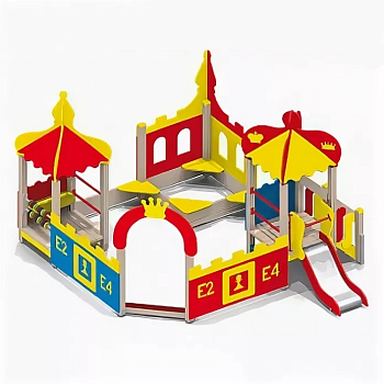 Песочный дворик Шахматный клуб (с горкой) 4760х4120 мм, h 2760 мм