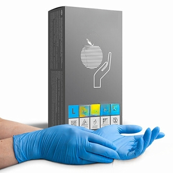 Перчатки нитриловые смотровые КОМПЛЕКТ 50 пар (100 шт.), L (большой), голубые, BENOVY Nitrile Chlorinated