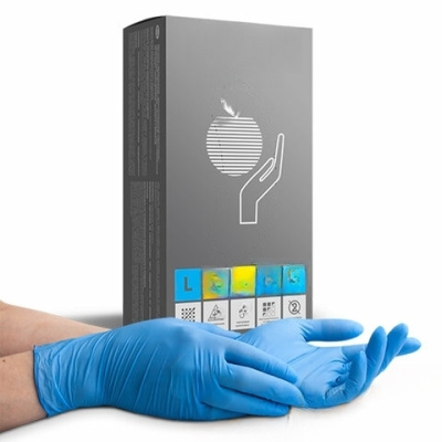 Перчатки нитриловые смотровые КОМПЛЕКТ 50 пар (100 шт.), L (большой), голубые, BENOVY Nitrile Chlorinated