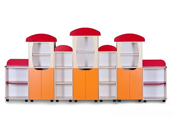 Стенка для игрушек Грибок, 3100х320х1400 мм