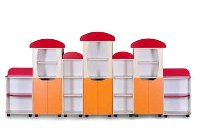 Стенка для игрушек Грибок, 3100х320х1400 мм