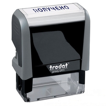 Штамп стандартный "ПОЛУЧЕНО", оттиск 38х14 мм, синий, TRODAT 4911P4-1.1, 53557