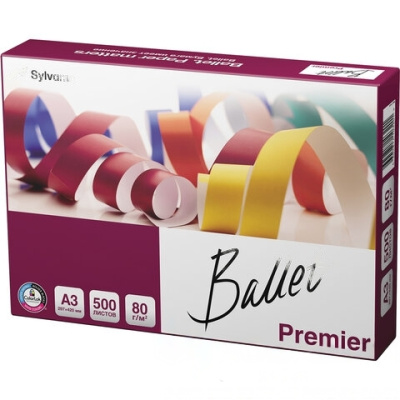 Бумага офисная БОЛЬШОГО ФОРМАТА (297х420), А3, 80 г/м2, 500 л., марка А, BALLET PREMIER, 162% (CIE)
