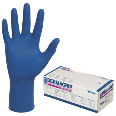 Перчатки латексные смотровые, КОМПЛЕКТ 25 пар (50 шт.), неопудренные, сверхпрочные, XL, DERMAGRIP High Risk, D1404-14