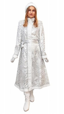 Костюм Снегурочка, длинный приталенный (панбархат, р-ры 42-48)