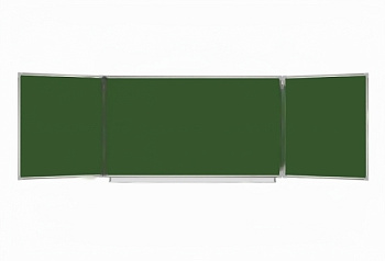 Доска для мела магнитная 3-х элементная 100х150/300 см, 5 рабочих поверхностей, зеленая