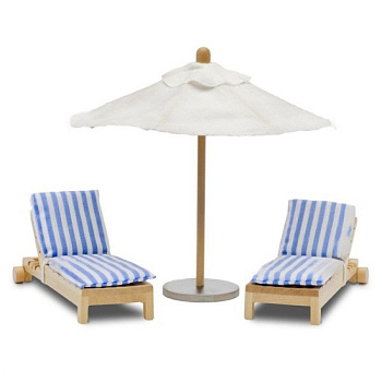Набор мебели для домика шезлонги с зонтиком