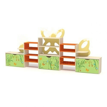 Стенка для игрушек Бабочка, 3500х350х1400 мм