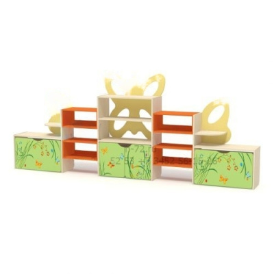 Стенка для игрушек Бабочка, 3500х350х1400 мм