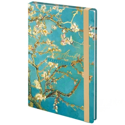 Ежедневник недатированный с резинкой А5 (145х203 мм), BRAUBERG, твердый, фольга, 128 л., "Almond", 114568