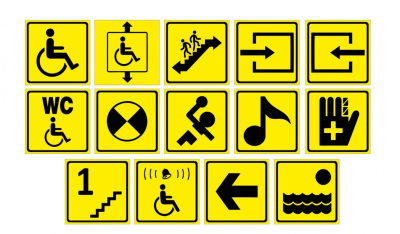 Тактильные пиктограммы со шрифтом Брайля