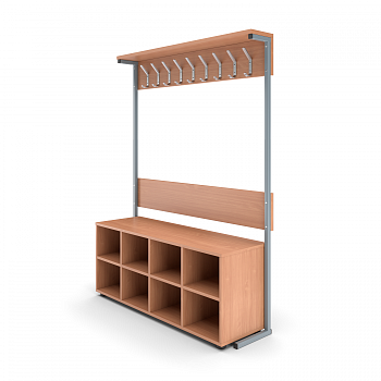 Вешалка напольная односторонняя с тумбой для обуви