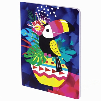 Блокнот МАЛЫЙ ФОРМАТ (103х148 мм) А6, 32 л., сшивка, голограмма, клетка, ЮНЛАНДИЯ, Тукан, 662702