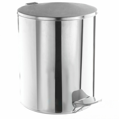 Ведро для мусора с педалью, УСИЛЕННОЕ, ТИТАН, 7 литров, кольцо под мешок, нержавеющая сталь, хром