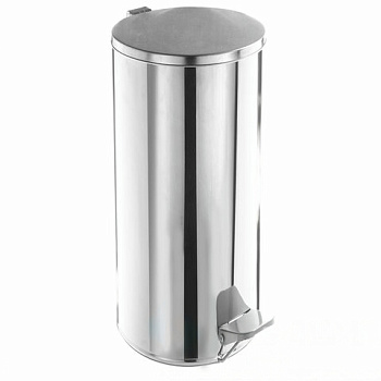 Урна для мусора с педалью, УСИЛЕННОЕ, ТИТАН, 50 литров, кольцо под мешок, нержавеющая сталь, хром