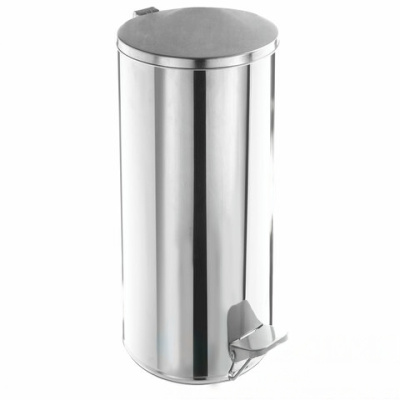 Урна для мусора с педалью, УСИЛЕННОЕ, ТИТАН, 50 литров, кольцо под мешок, нержавеющая сталь, хром