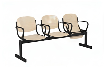 Блок стульев для актового зала трехместный, откидные сиденья с подлокотниками (фанера)