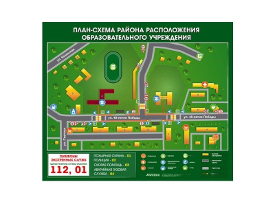 Панно магнитно-маркерное План-схема района расположения образовательной организации