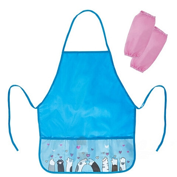 Фартук с нарукавниками BRAUBERG, 45x54 см, 3 кармана, "Paws", 271049