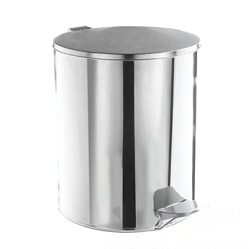 Ведро для мусора с педалью, УСИЛЕННОЕ, ТИТАН, 15 литров, зеркальное, нержавеющая сталь