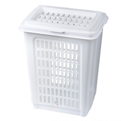 Корзина 50 л, с крышкой, для мусора/белья, прямоугольная, пластик, 56х45х36 см, ассорти, 4339900