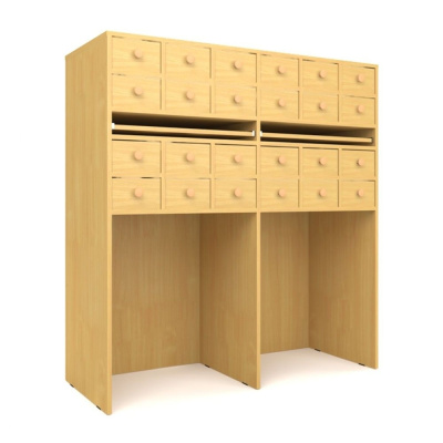 Шкаф картотечный двухсекционный (24 ячейки), 1232х500х1322 мм