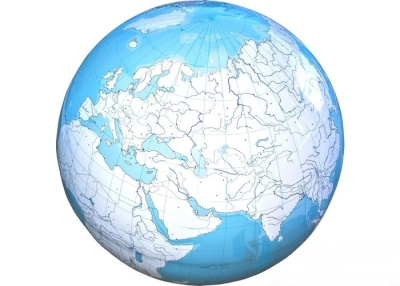 Глобус контурный Суша-вода (с границами)