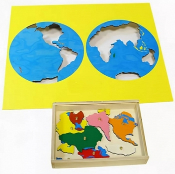 Монтессори материал: Сквозные карты-пазлы (изучаем географию)