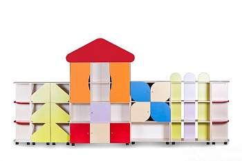 Стенка для игрушек Теремок модульная, 3810х420х1840 мм