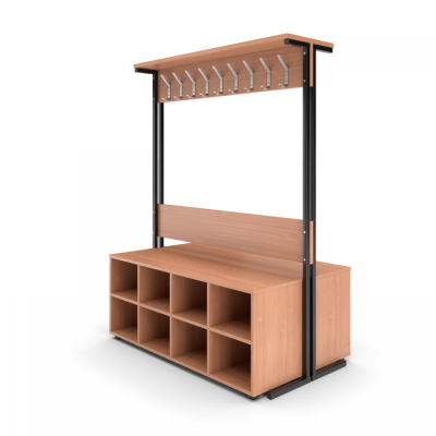 Вешалка напольная двухсторонняя с тумбой для обуви