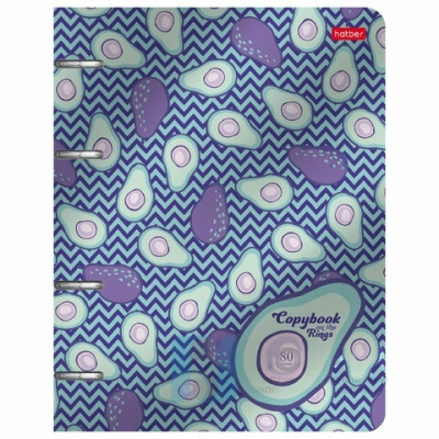 Тетрадь на кольцах А5 166х220 мм, 80 л., металлизированный картон, клетка, HATBER, "Авокадо", 80ТК5мтлВ1, 80ТК5мтлВ1_2518