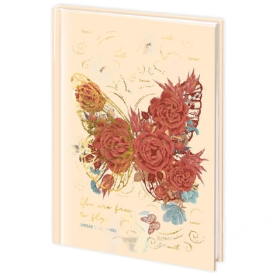 Ежедневник недатированный А5 (145х215 мм), ламинированная обложка с фольгой, 128 л., STAFF, "Butterfly", 113524