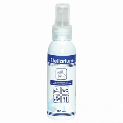 Антисептик для рук и поверхностей спиртосодержащий (75%) с распылителем 100мл STELLARIUM (Стеллариум), дезинфицирующий, жидкость, 100-СТ